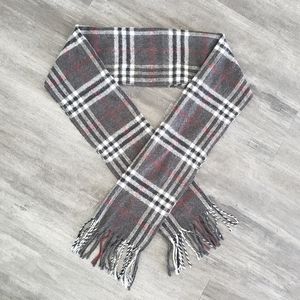Dark Grey Plaid Glacier's Edge Fringed Scarf